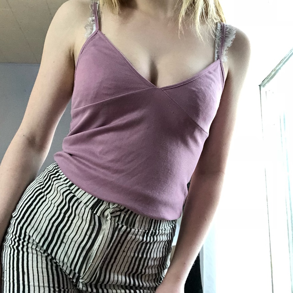Purple v neck tank top